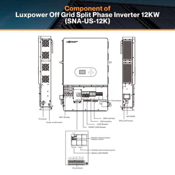 LuxPower 12kW Hybrid Inverter – Model LXP-SNA-12K-US - Image 2